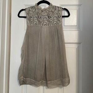 H trend made in Italy 100% silk lace crochet sleeveless blouse XS